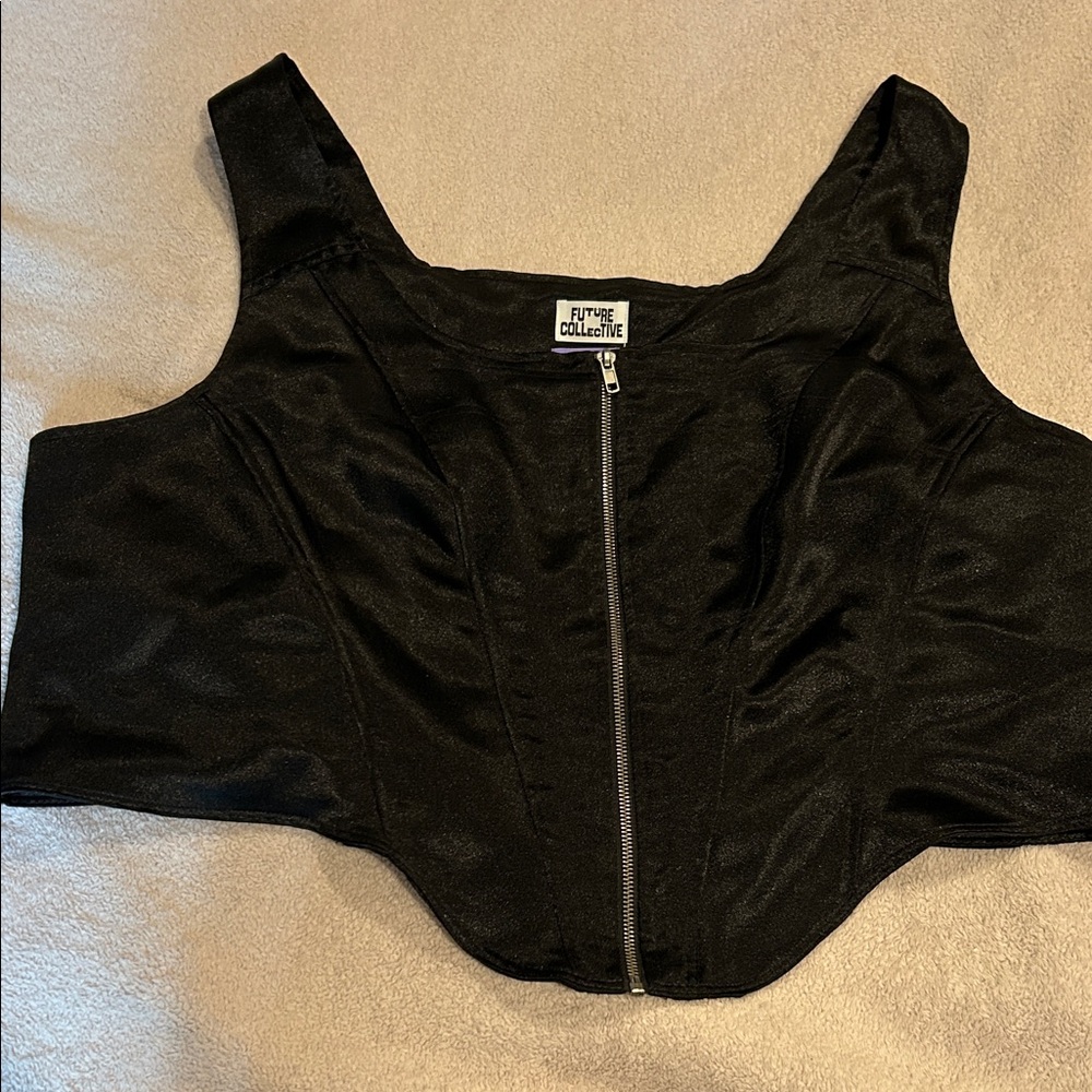 Chic Black Zipper Corset Top by Future Collective